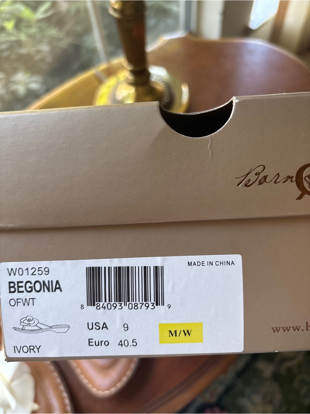 NIB Børn Crown Begonia Ivory Leather Floral Thong Wedge Sandals  Size 9
W01259 - Picture 7 of 7